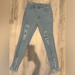 skinny jeans with design on the bottom